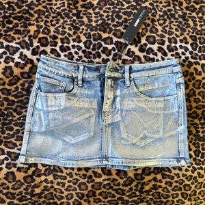 Fashion Nova Blue Chrome Mini Skirt Casual Night Out